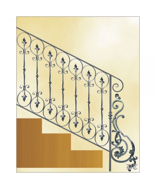 2175 Barandilla con barrotes modernos de doble circulo