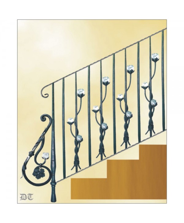 2180 Baranda con triple flor de cristal