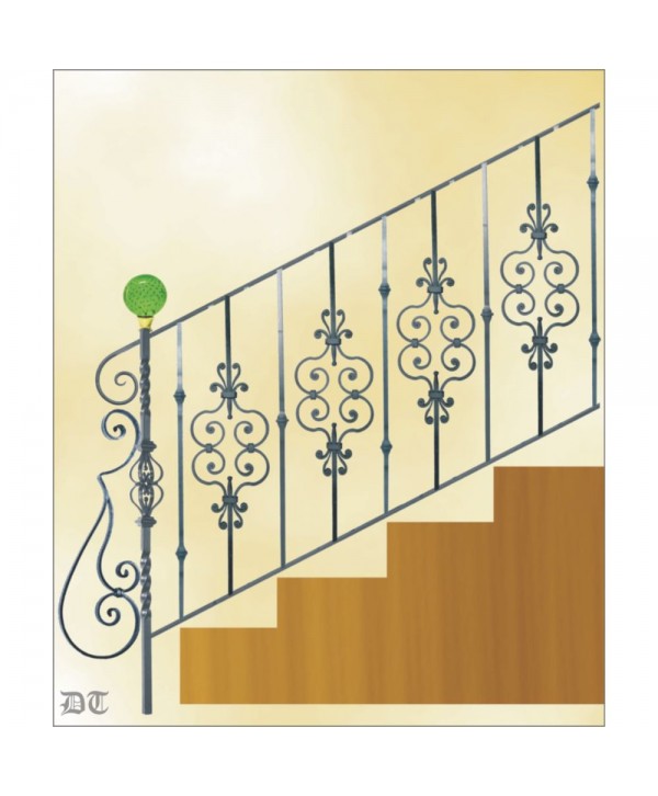 2182 Baranda de forja con remate de latón