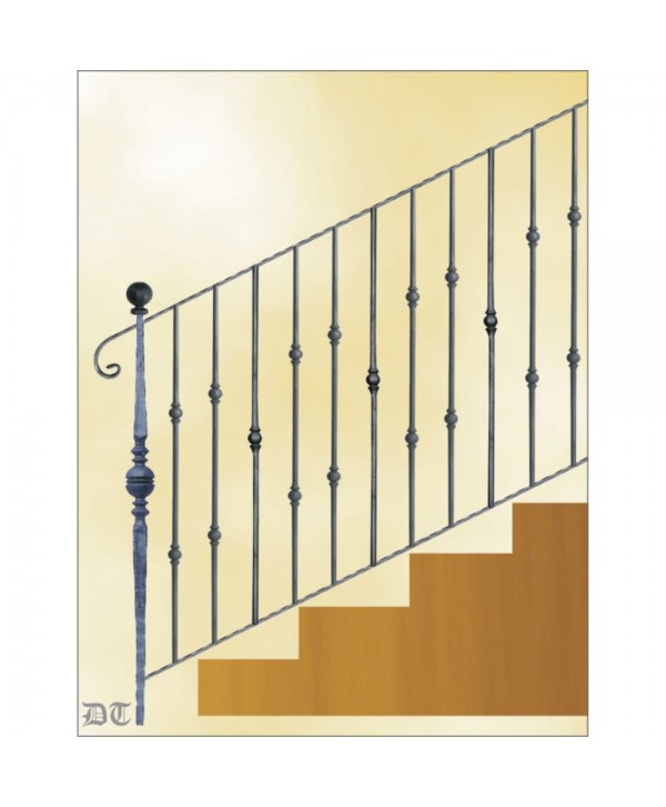 2184 Baranda con arranque de bola grande y remate a juego