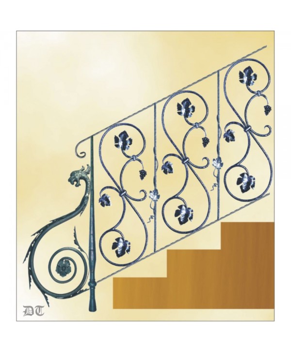 2186 Baranda de S con hojas grandes de hierro