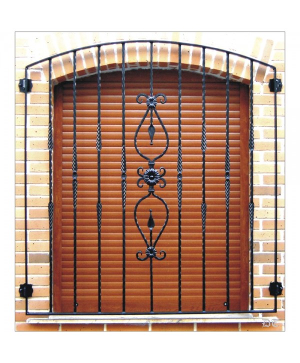 3027 Reja con adorno central y barrotes de hoja