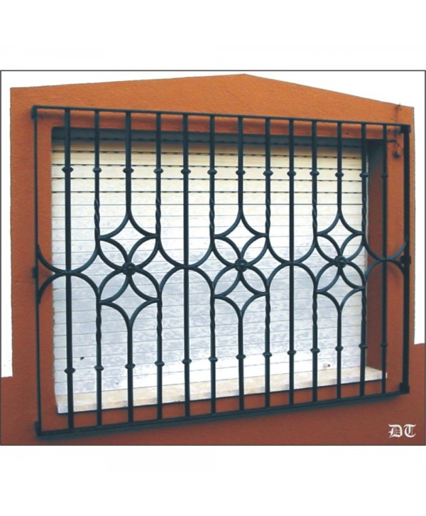 3037 Reja con triple flor de hierro