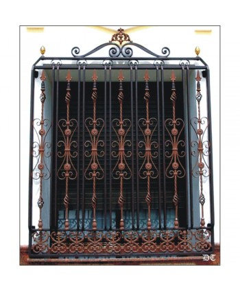 3040 Reja ornamental con variedad de adornos forjados