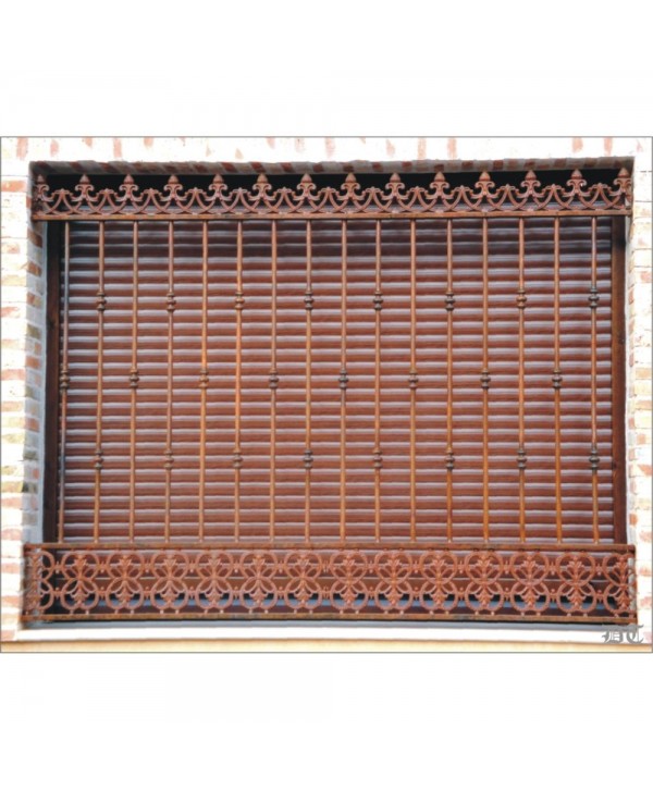 3055 Reja con barrotes sencillos y soleras de fundición