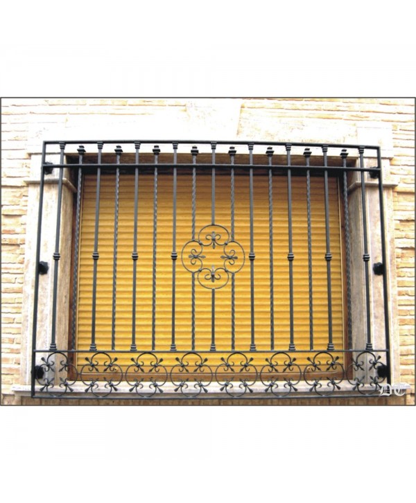 3057 Reja con adornos de flor de rizo hierro