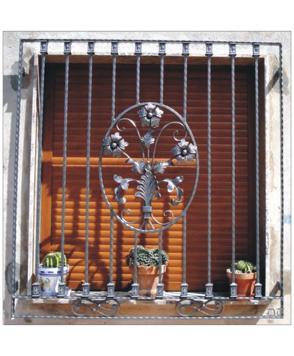 3068 Reja con adorno de óvalo floral de hierro