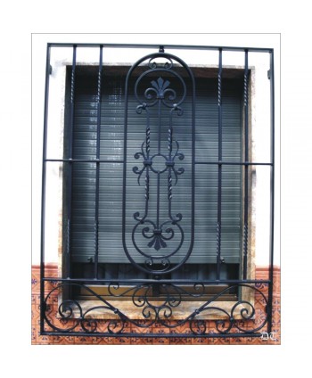 3076 Reja pequeña con piezas de forja artesana