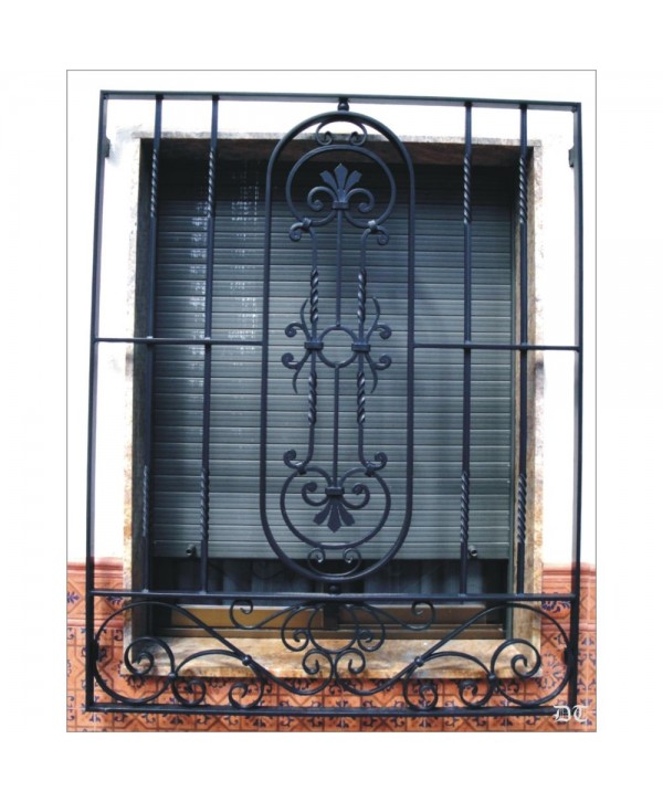 3076 Reja pequeña con piezas de forja artesana