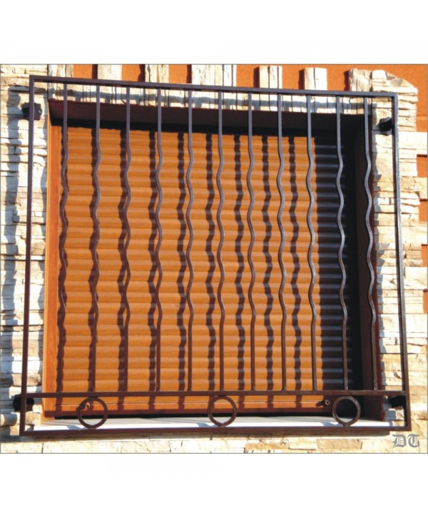 3090 Reja ondulada con 3 aros de forja