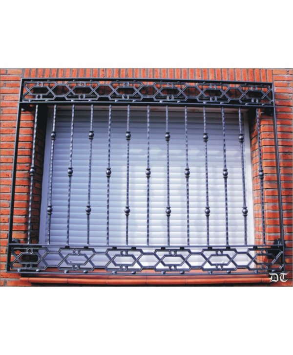 3096 Reja con barrotes de bola y solera doble