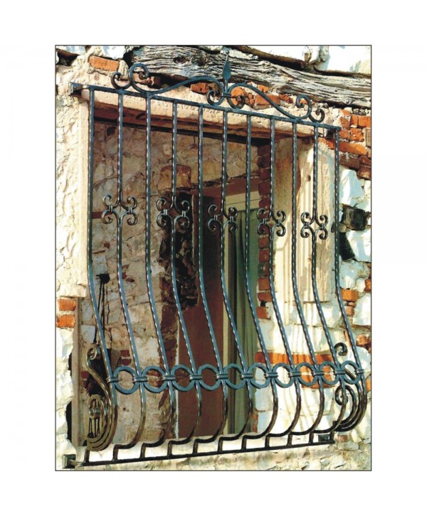 3098 Reja rustica con barrotes en curva