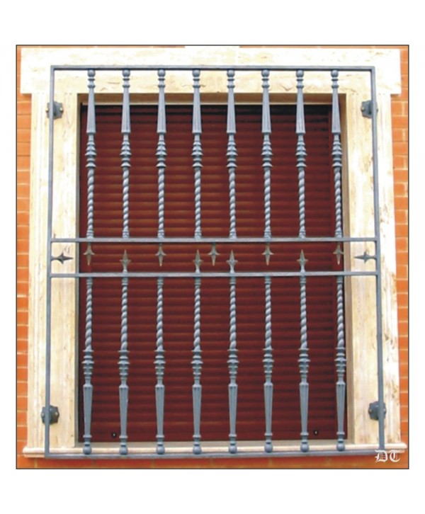 3128 Reja con barrotes retorcidos y acabados en bola