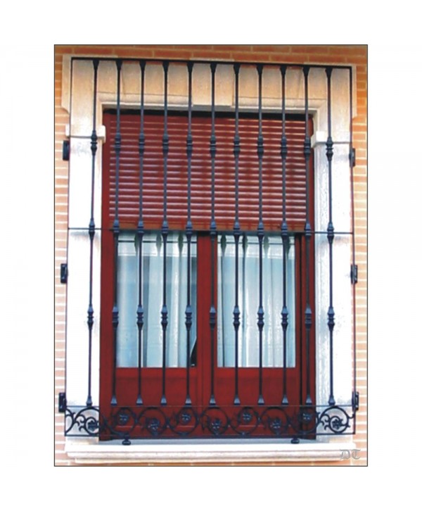 3132 Reja con barrotes sencillos y solera de flores mini
