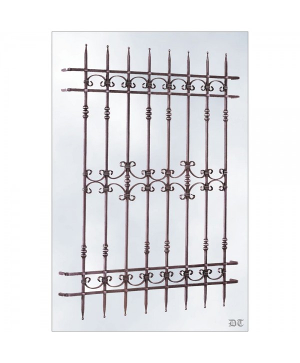 3138 Reja con barrotes de macolla y rizos doble pequeños