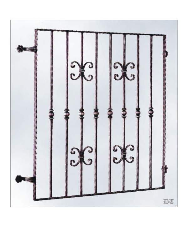 3140 Reja cuadrada con pletina machacada y rizos doble