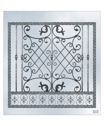 3143 Reja con pletina y adornos llamativos de forja