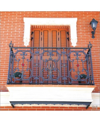 4009 Balcón rústico con adornos y rombo de cristal rojo