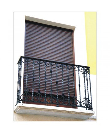 4031 Balcón con barrote retorcido y rizos pequeños forjados