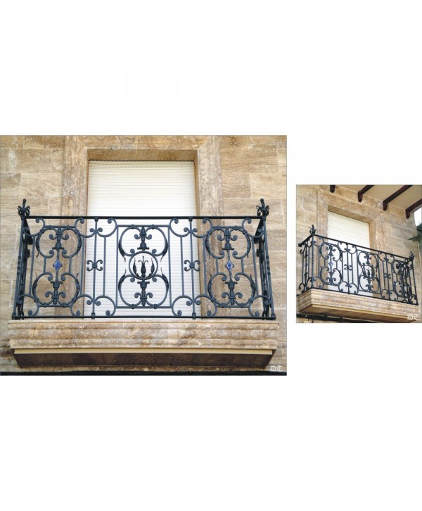 4049 Balcón con adorno de rombo de cristal color azul