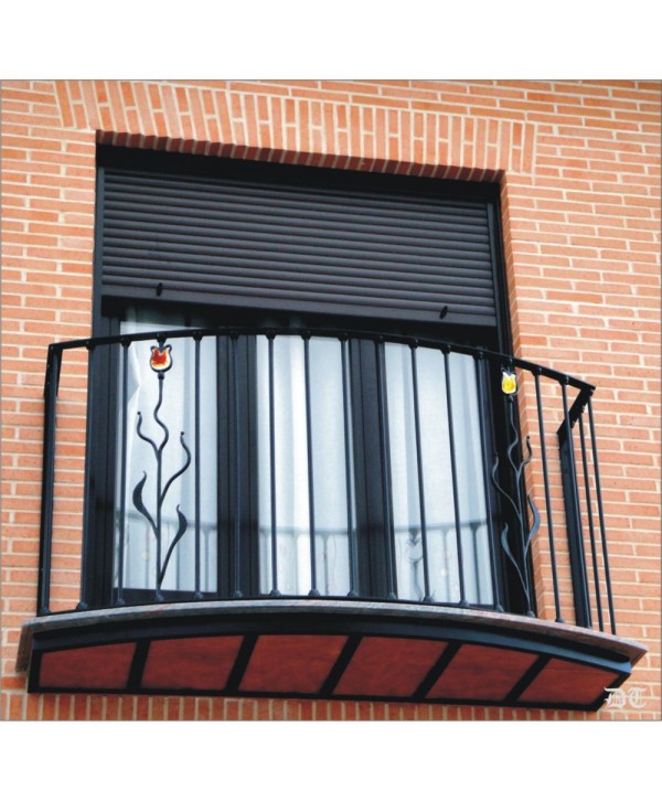 4062 Balcón con doble barrote de tulipán de cristal