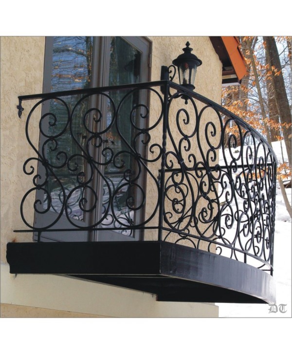4063 Balcón de S de forja y hojas forjadas