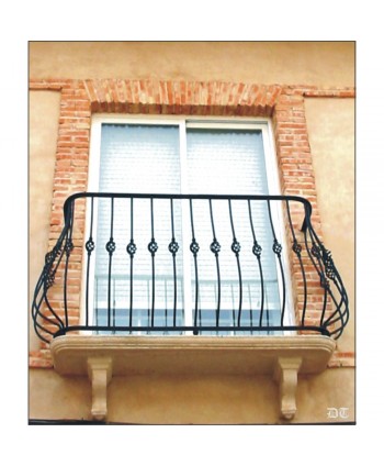 4074 Balcón con barrote de piña sencillo curvado