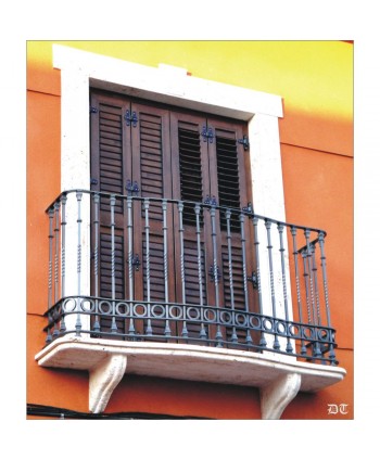4075 Balcón con barrote retorcido y macollas de fundido