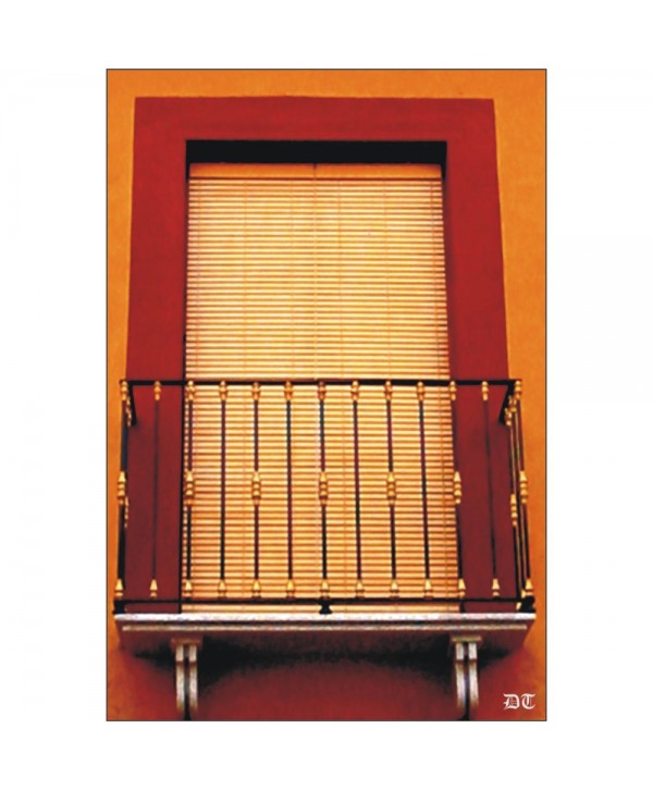 4079 Balcón con barrote liso y detalles de latón