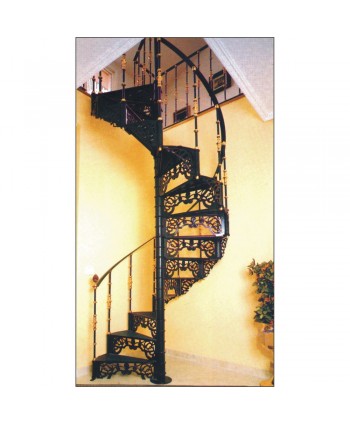 6004 Escalera de caracol con pasamanos curvado y remate de piña