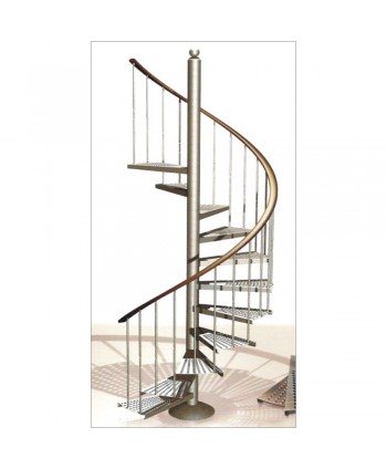 6007 Escalera de caracol con  peldaños de chapa y remate de fundido
