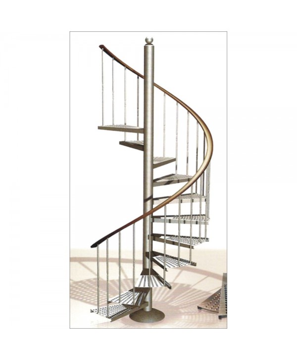 6007 Escalera de caracol con  peldaños de chapa y remate de fundido