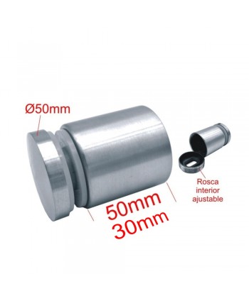 895-INOX Medida soporte fijo para vidrio para pared o lateral de escalera en inox satinado